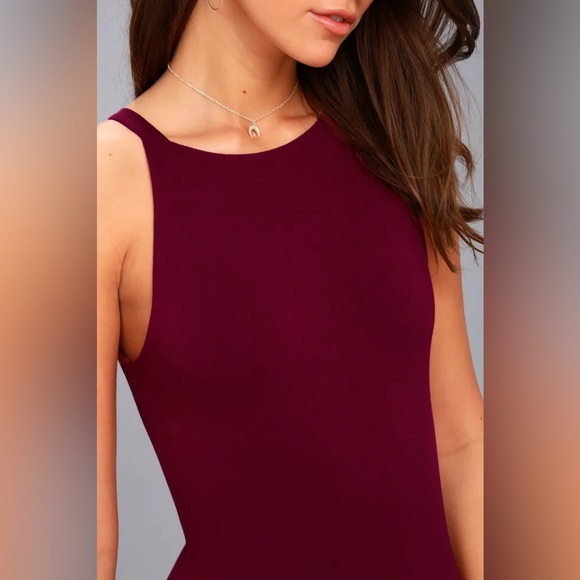 Lulu’s Like New I Bet Wine Red Bodycon Dress Large - Picture 3 of 6